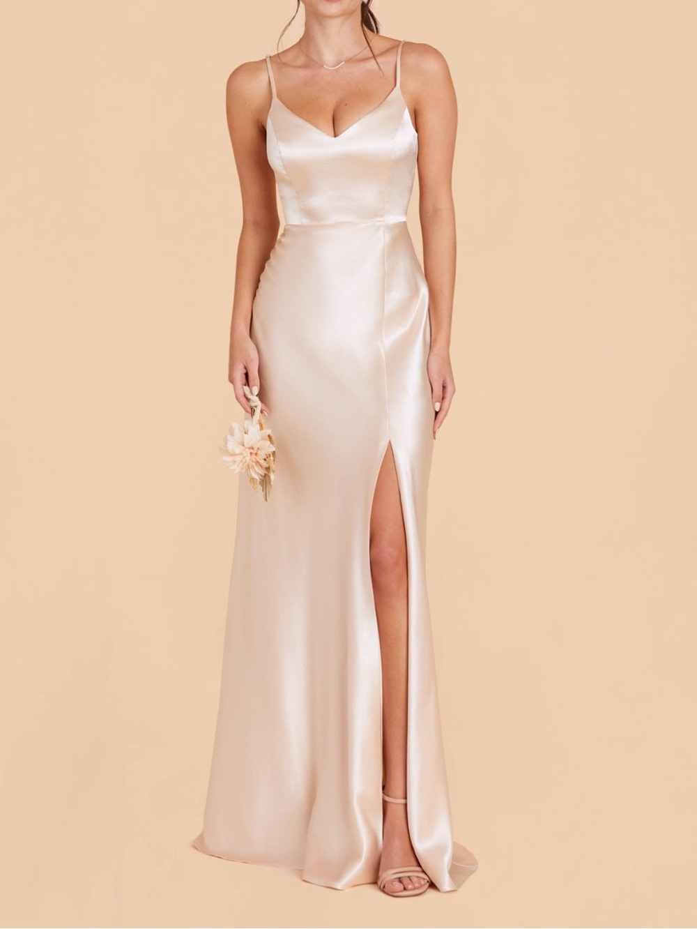 Birdy Grey Satin Slip Maxi Dress in Champagne